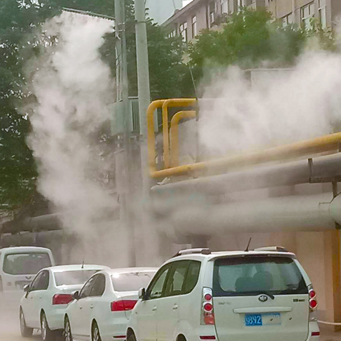 山東菏澤路燈桿噴霧降塵系統(tǒng)，智慧路燈桿安裝噴霧降塵設(shè)備